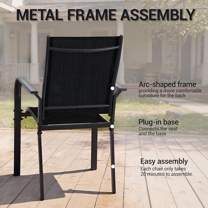 Patio Chairs Set of 4, Stackable Outdoor Dining Chairs, All Weather Breathable - Image 7