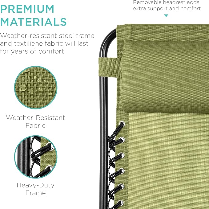 Best Choice Products Set of 2 Adjustable Steel Mesh Zero Gravity Lounge Chair - Image 7