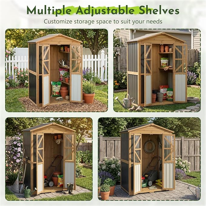 Outdoor Wooden Storage Shed Cabinet - Image 6