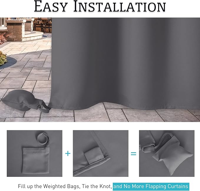 RYB HOME Extra Wide Outdoor Curtains - Image 3
