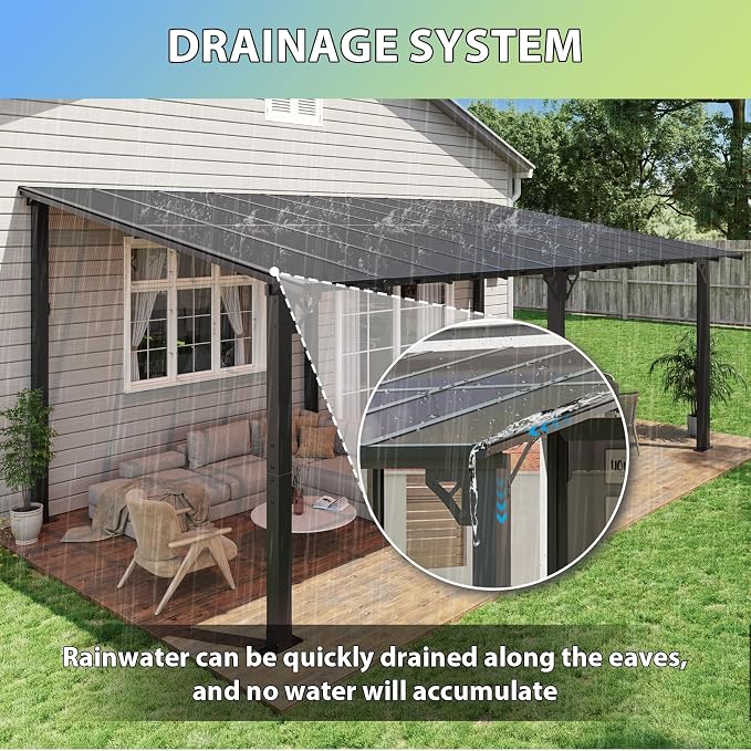 Aoxun 20’x10’ Gazebo with Aluminum Frame & Polycarbonate Panel, Outdoor Patio - Image 6