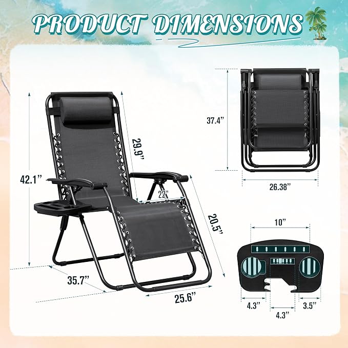 Homall Zero Gravity Chair Patio Folding Lawn Lounge Chairs | Outdoor Lounge - Image 3