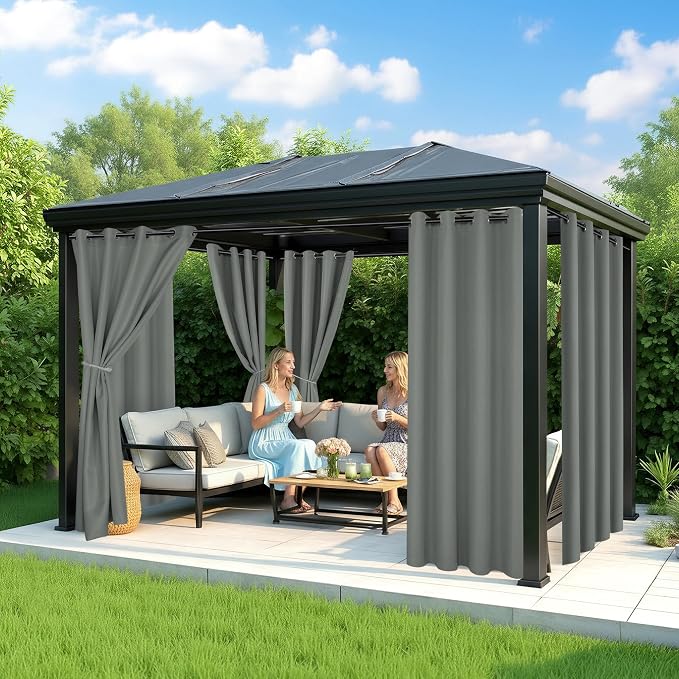 Outdoor Curtains for Patio Waterproof, 6 Drape Panels, Sun Shades | Privacy & - Image 4