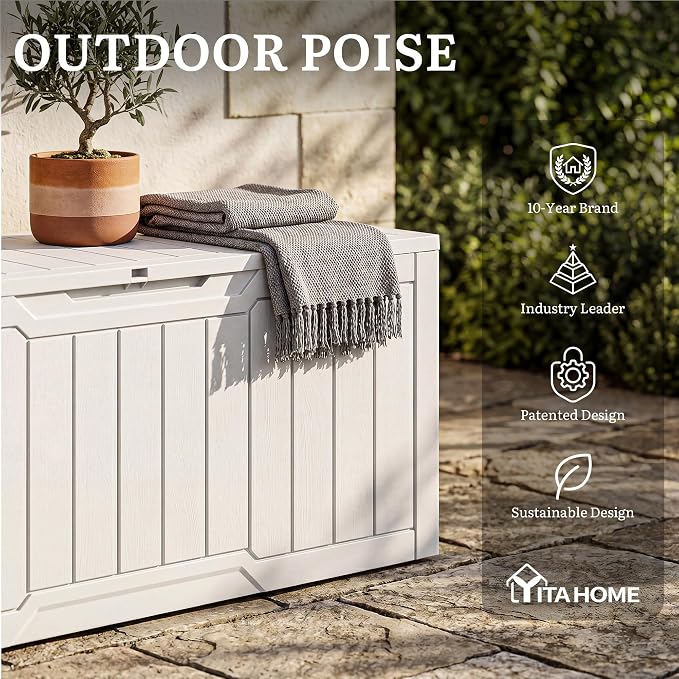 YITAHOME 100 Gallon Large Outdoor Deck Box | Waterproof Resin Storage Box - Image 9