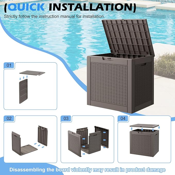 Outdoor Storage Box, 30 Gallon Resin Deck Boxes Outdoor Waterproof - Image 8