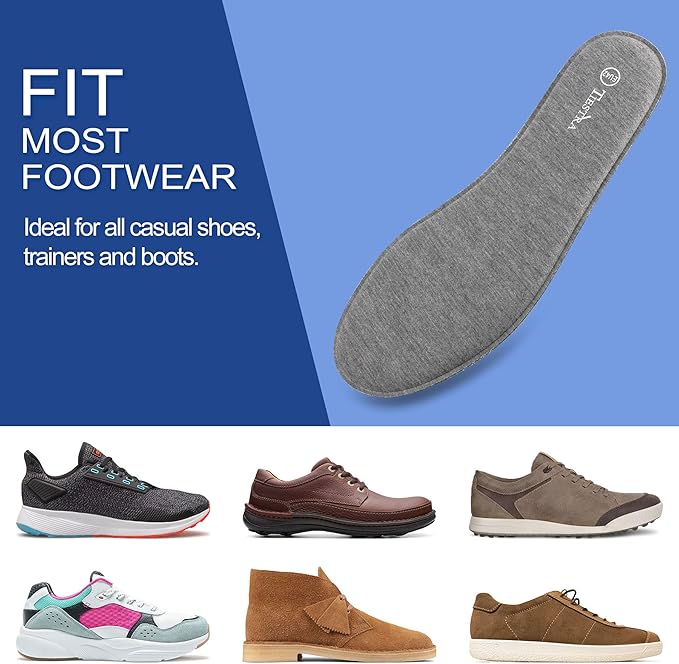 2 Pair -Shoe Inserts for Womens Memory Foam Insoles,Replacement Insoles for Work Boots Running Shoes, Cushion Shock Absorbing for Foot Pain Relief, Comfort Breathable Inner Soles 38EU,US7