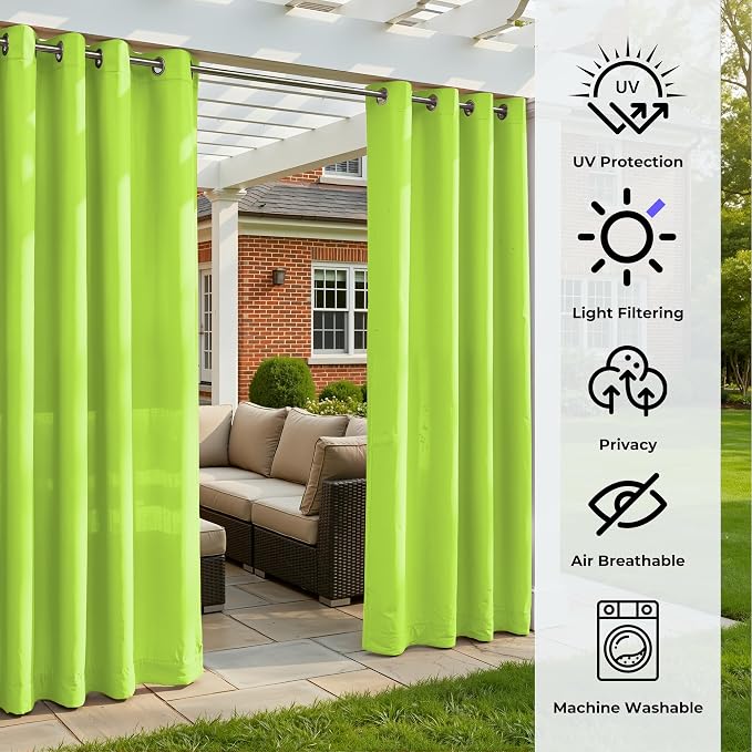 Set of 6 Outdoor Curtains for Patio Waterproof, Breathable Grommet Panels for - Image 4