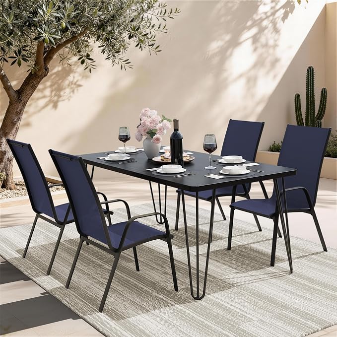 JEAREY Patio Dining Chairs Set of 4, Outdoor Stackable Dining Furniture Set - Image 2