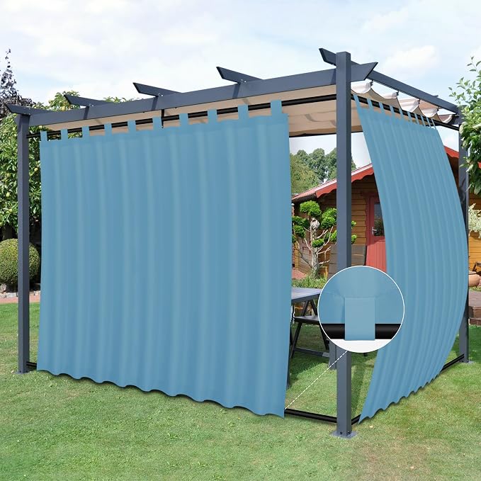 Easy-Going Outdoor Patio Curtains 2 Panels, 110x120 inch, Sky Blue | Privacy by Easy-Going