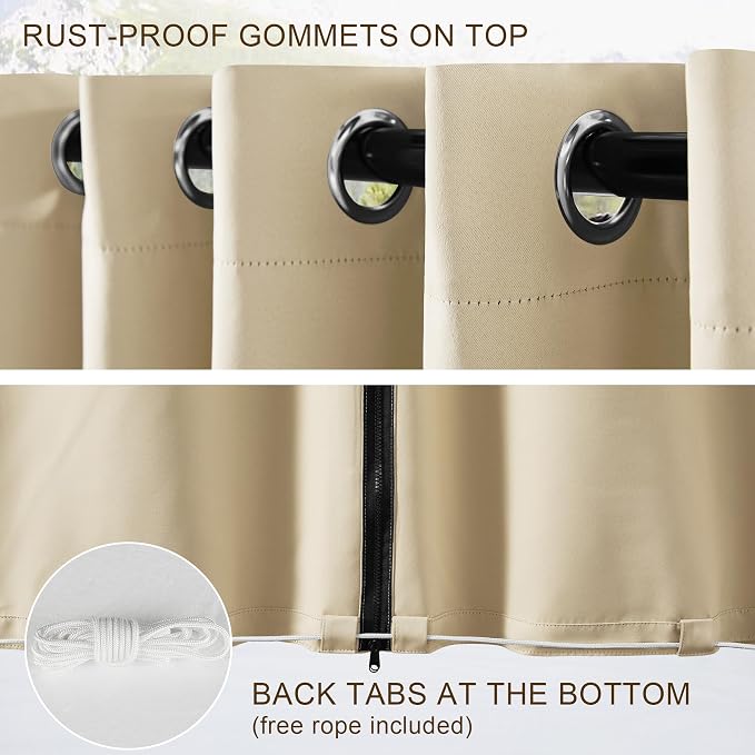 RYB HOME Fade-Resistant Extra Wide Outdoor Curtains - Image 7