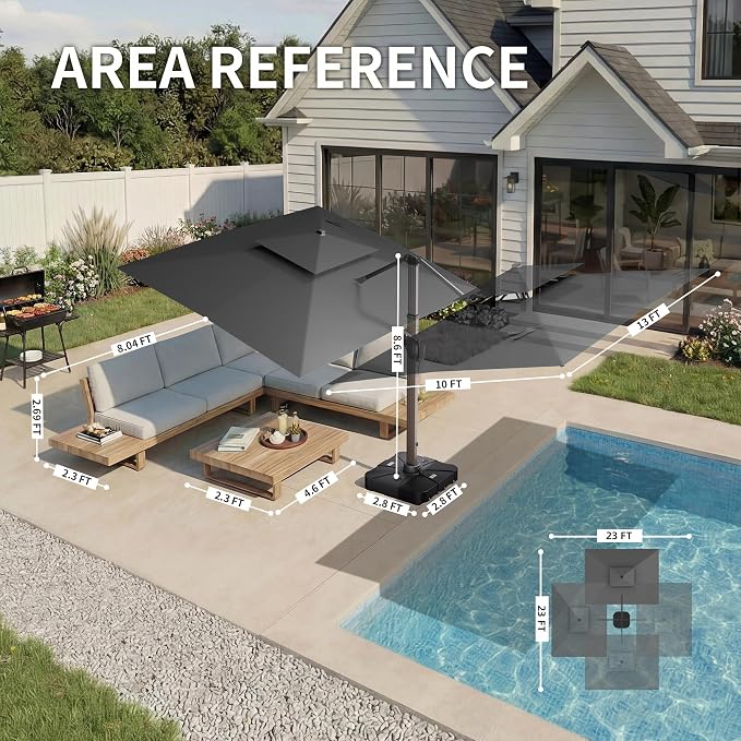 10 X 13 FT Cantilever Patio Umbrella Outdoor - Image 4