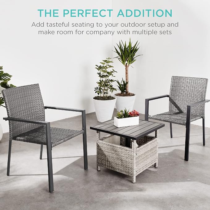 Best Choice Products Set of 2 Stackable Outdoor Wicker Dining Chairs - Image 7