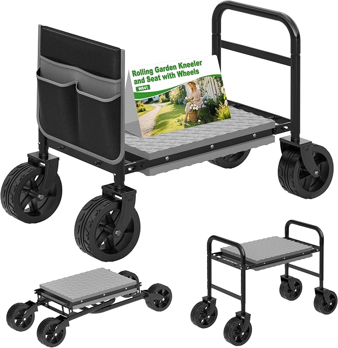 Garden Kneeler and Seat with 360° Wheels: 3-in-1 Rolling Gardning Stool | by NIUXX