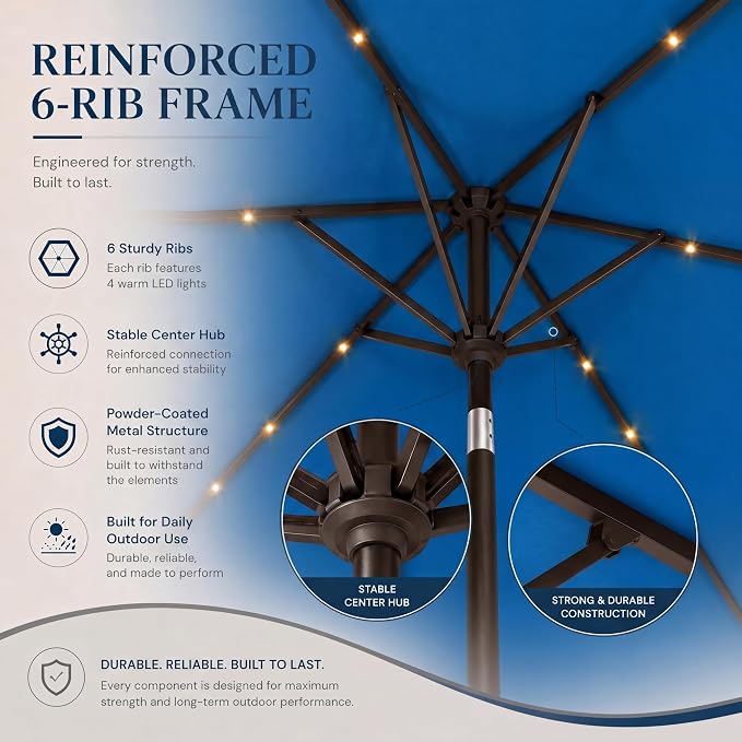 6.5 x 10ft Rectangular Patio Umbrella - Image 4