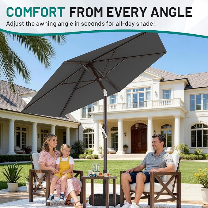 7.5FT Patio Umbrella Table Market Umbrella w/Tilt and Crank, Heavy-Duty Outdoor - Image 4