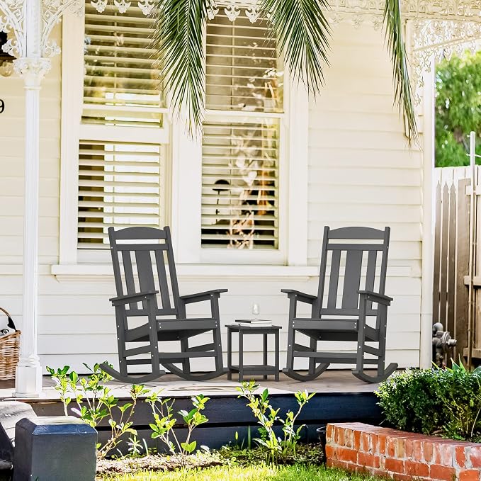 LUE BONA Outdoor Rocking Chairs Set, HDPS Poly Porch Rockers - Image 10