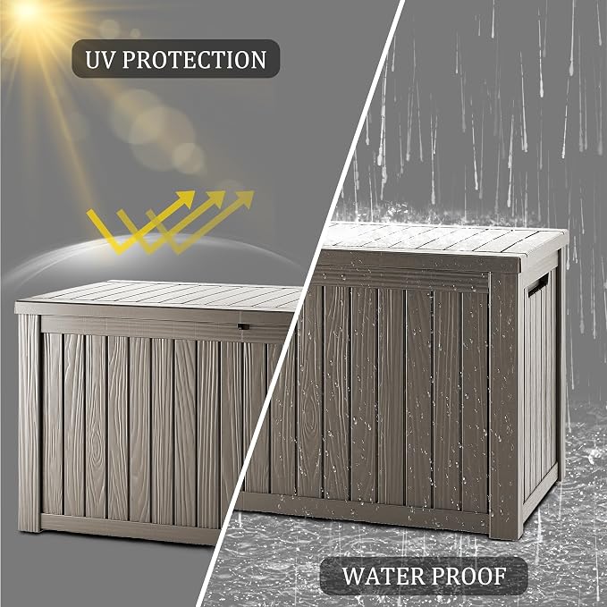 Outdoor Storage Box, 180 Gallon Waterproof Deck Box, Piston-Lift Tall Standing - Image 5