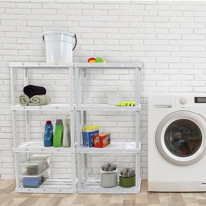 Gracious Living 3 Pack Light Duty Storage Shelves, Knect-A-Shelf 4-Shelf - Image 2