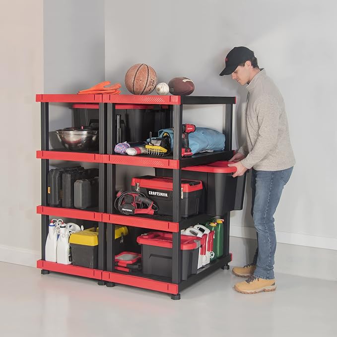 CX Craftsman 4-Tier Heavy Duty Plastic Storage Shelves, Garage Organization | - Image 2