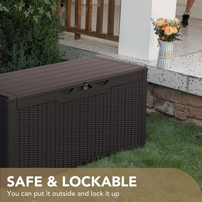 Devoko 100 Gallon Waterproof Resin Deck Box, Large Outdoor Storage Box | Indoor - Image 5