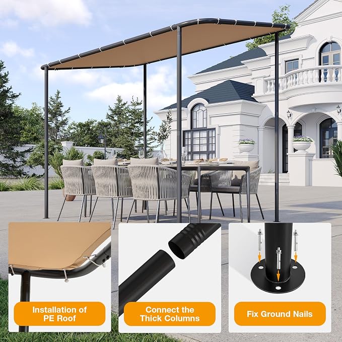 10x6 Lean to Pergola Outdoor Gazebo - Image 6