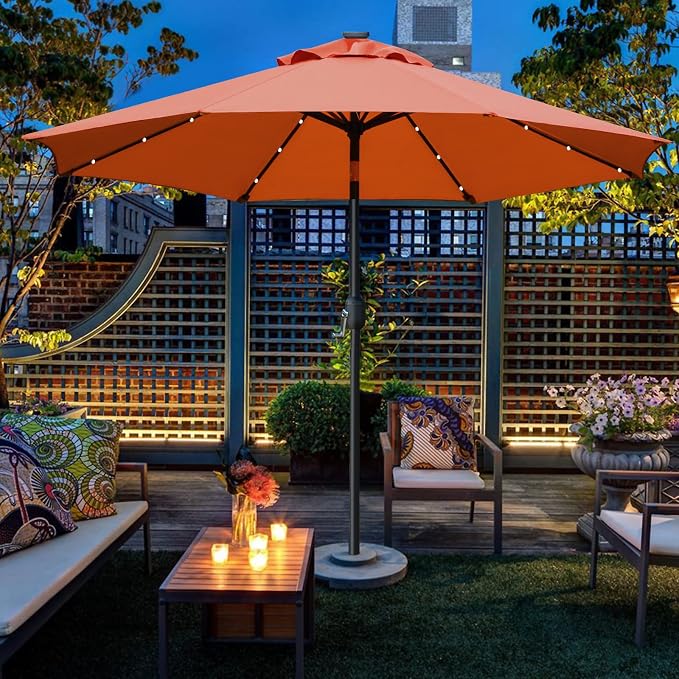 Sunnyglade 9' Solar LED Patio Umbrella, 8 Ribs, Tilt & Crank | 9Ft Patio - Image 6