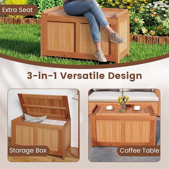 RELAX4LIFE Wood Deck Box, 52 Gallon Backyard Storage Bin Container - Image 7