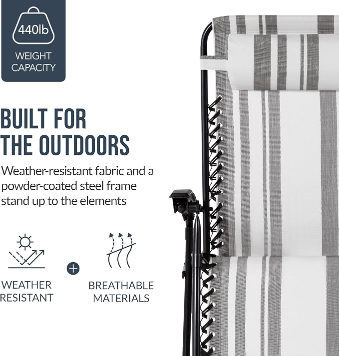 Best Choice Products Set of 2 Extra Wide Adjustable Steel Mesh Zero Gravity - Image 6