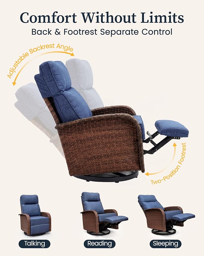 Resort-Grade Recliners Patio Furniture, 6.2" Ultra Thick Cushions | Heavy Duty - Image 4