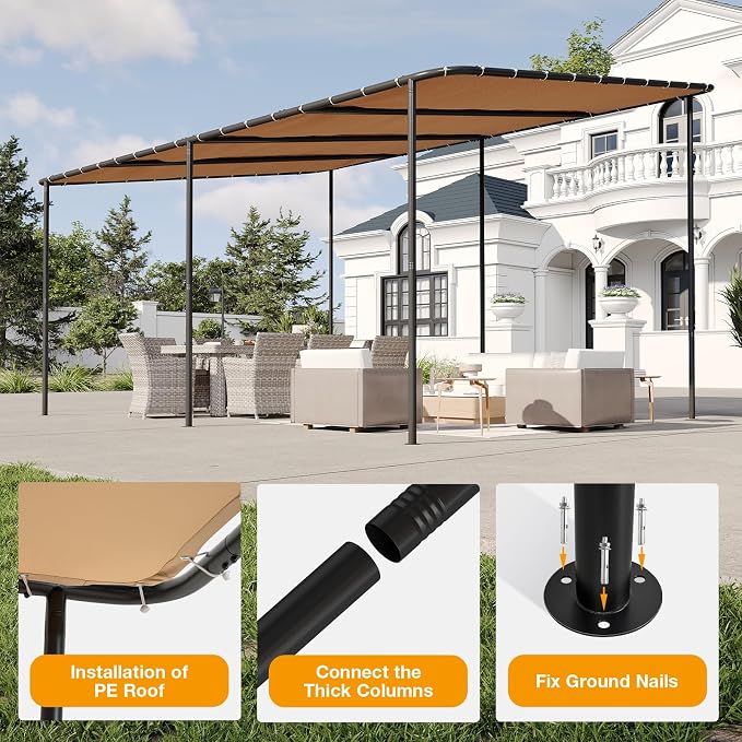 16x12 Lean to Pergola Outdoor Gazebo - Image 6