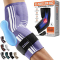DR. BRACE® Elite Elbow Brace Support, Breathable Elbow Compression Sleeve with Gel Pad for Golfer's, Tennis Elbow & Tendonitis Treatment & Pain Relief 2024 (Purple-White, Large)