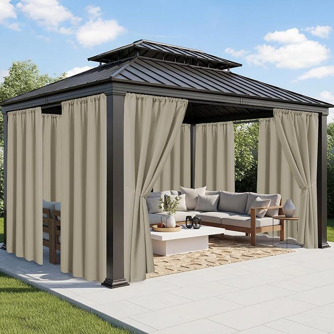 Outdoor Curtains for Patio Waterproof, 8 Panels, Rod Pocket | Weatherproof & by RichSets