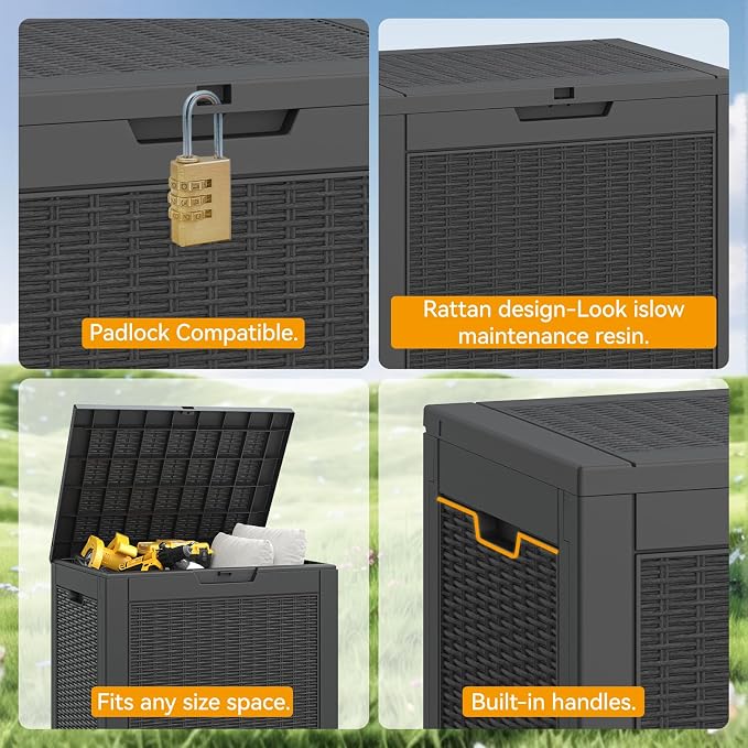 31 Gallon Outdoor Storage Box 2 Pack All-Weather Deck Box - Image 3