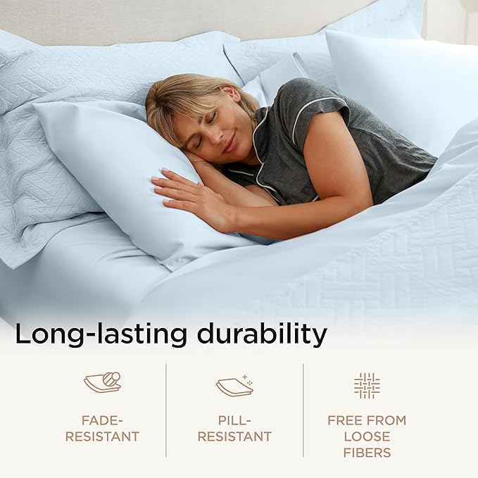Threadmill Luxury 800 Thread Count King 100% Cotton Sheets - Light Blue Sateen Weave Bed-Sheets, Better Than Egyptian Cotton,4 Pc Solid Soft Bedding Set, Fits 16" Deep Pocket