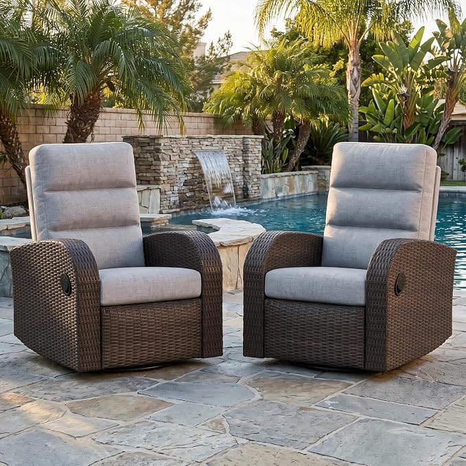 Oversized Wicker Outdoor Swivel Glider Recliner by LayinSun