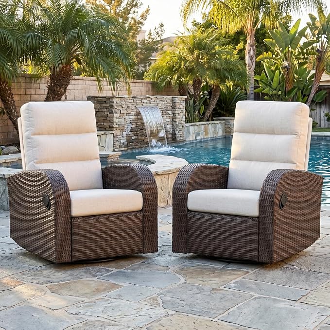 Oversized Wicker Outdoor Swivel Glider Recliner by LayinSun