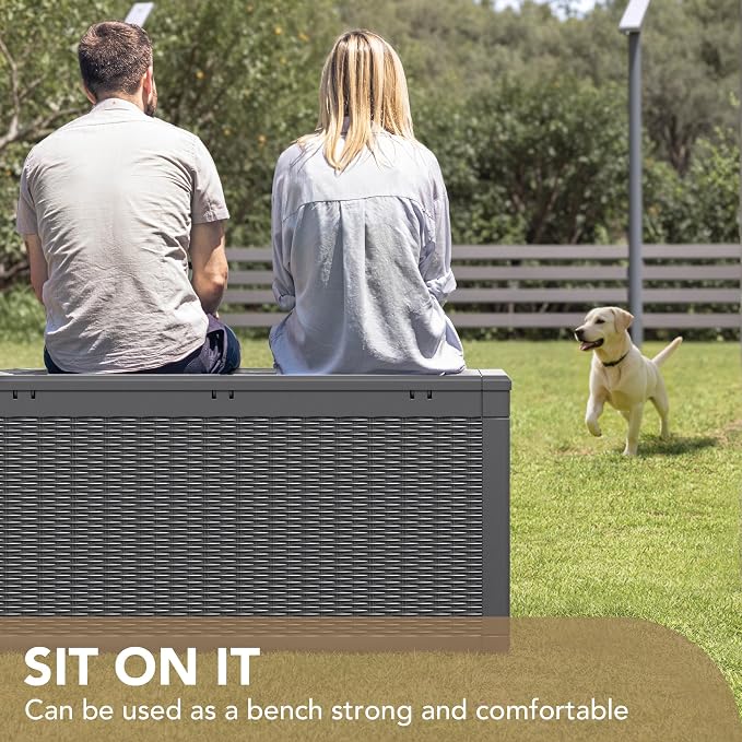 Devoko 100 Gallon Waterproof Resin Deck Box, Large Outdoor Storage Box | Indoor - Image 3