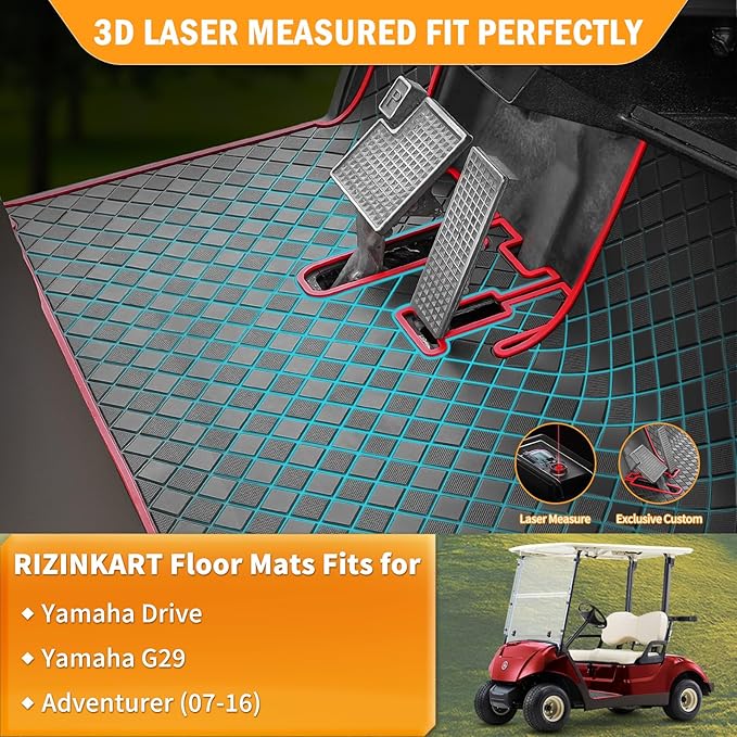Golf Cart Floor Mat for Yamaha,Customize Non-Slip Full Coverage Liner Matt Replacement Fits to Yamaha G29/Drive, Drive2,Adventurer,QuieTech 2017+,Durable Easy to Clean