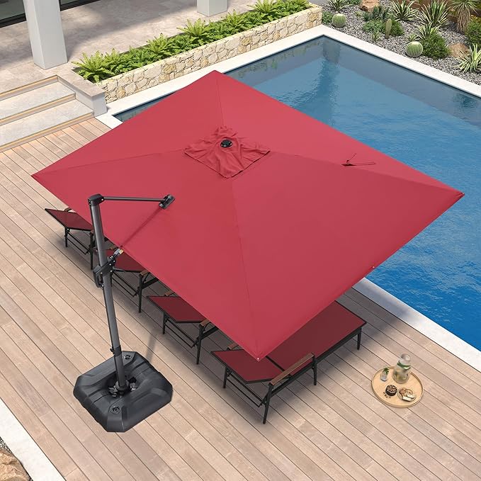 PURPLE LEAF Patio Umbrella 9' x 11.5' Rectangle All-Day Shade Control Terra | by PURPLELEAF