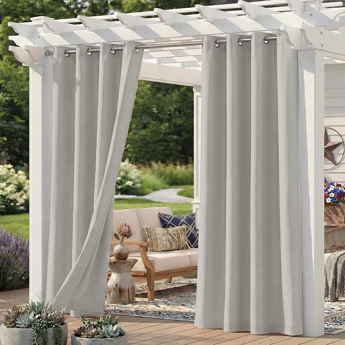 Set of 4 Outdoor Curtains for Patio Waterproof, Breathable Grommet Panels for by Sunshelf