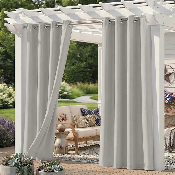 Set of 6 Outdoor Curtains for Patio Waterproof, Breathable Grommet Panels for by Sunshelf