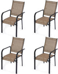 Patio Chairs Set of 4, Stackable Outdoor Dining Chairs, All Weather Breathable by WENTUM