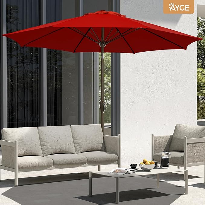 Ayge Patio Umbrella 9 FT Outdoor Table Umbrella Fiberglass - Image 3