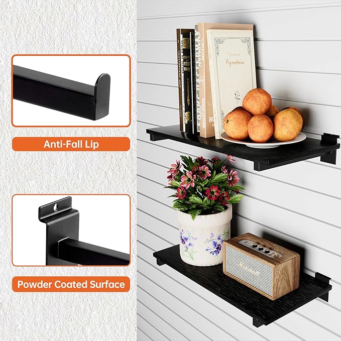 Wood Slatwall Shelves, Slat Wall Shelf Slatwall Acccessory for Garage, Home Improvement, Retail Display (6, 16''x8'')