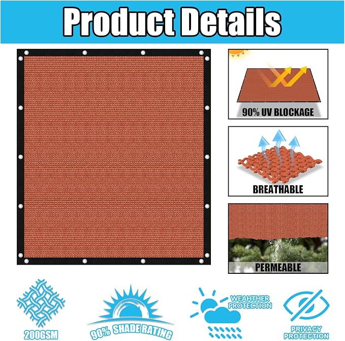 Amagenix 90% Pergola Shade Cover 14' X 15' Sun Shade Cloth - Image 3