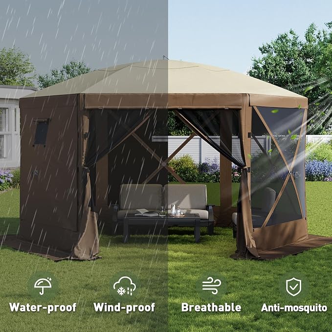 Aoxun 12x12ft Pop Up Gazebo, Gazebo Screen Tent - Image 5
