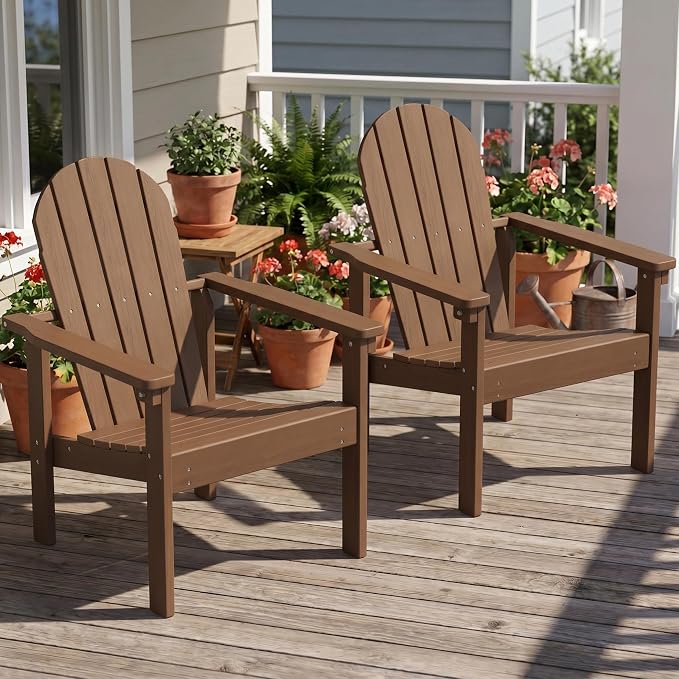 SERWALL HDPE Stackable Adirondack Chairs Set of 2, Space-Saving - Image 2