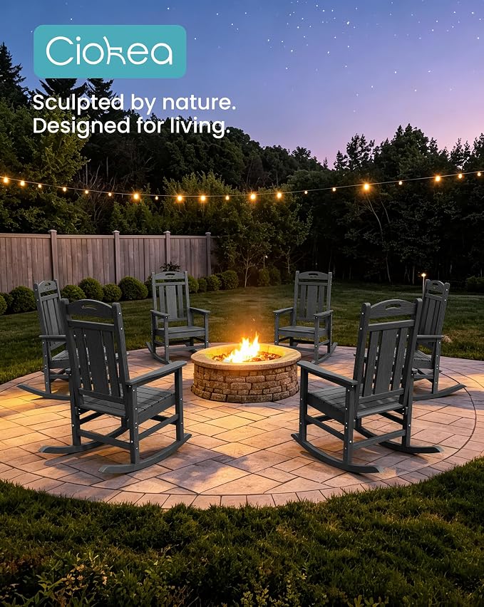 Oversized Outdoor Rocking Chairs Set of 8, 380lbs Heavy-Duty Large Patio Rocker - Image 4