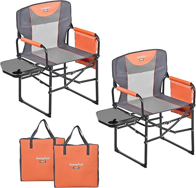 SUNNYFEEL Camping Directors Chair, Heavy Duty, Oversized Portable Folding Chair by SunnyFeelCamping