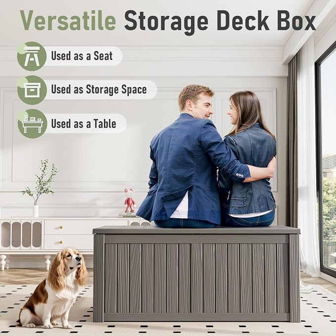 Outdoor Storage Box, 150 Gallon Large Outdoor Resin Deck Box, Storage - Image 7